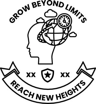 A logo for Grow Beyond Limits that says Reach New Heights Stock Illustration