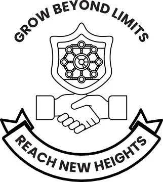 A logo for Grow Beyond Limits that says "Peach New Heights" Stock Illustration