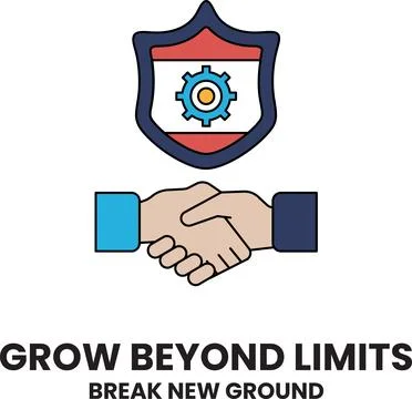 A logo for Grow Beyond Limits that shows two hands shaking Stock Illustration