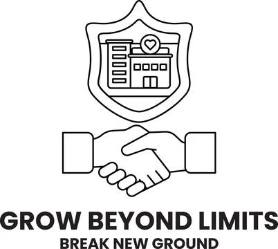 A logo for Grow Beyond Limits that shows two hands shaking Stock Illustration