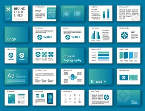 Logo guidebook. Brand identity layout. Corporate visual style. Presentation Stock Illustration