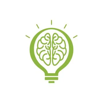 Logo with a half of light bulb and brain Stockillustratie