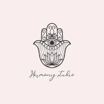 Logo hamsa for the studio of yoga and spiritual practices. Hamsa icon Stock Illustration