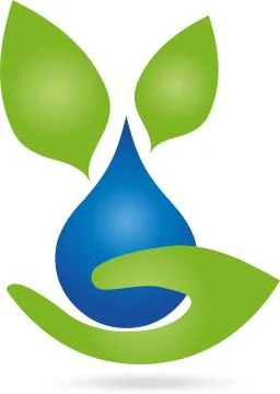 Logo, hand and drops, leaves Stock Illustration