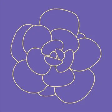 Logo. Hand drawn line succulent plant isolated on very peri background. Vector Stock Illustration