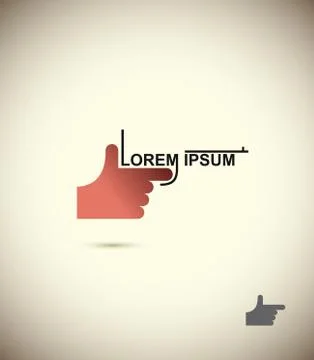 Logo hand gun. Presses the trigger. Concept for hunting and store weapons. Stock Illustration