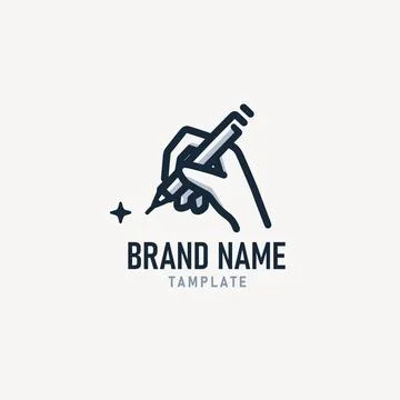 Logo hand with pen Stock Illustration