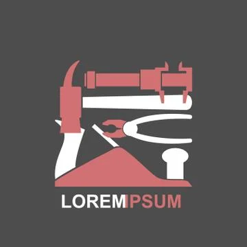 Logo of Hand tools. Vector background. Carpentry tools to master. Pliers, scr Stock Illustration