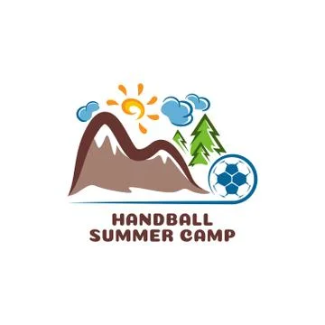 Logo handball summar camp. Fun cartoon logo. Stock Illustration
