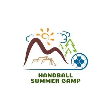 Logo handball summar camp. Fun cartoon logo. 库存插图