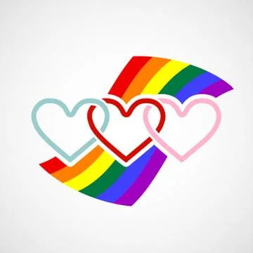 Logo hearts on rainbow background. Stock-Illustration