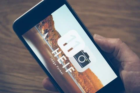 Logo of HEIF image format technology - ED Stock Photos