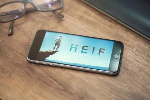 Logo of HEIF image format technology - ED Stock Photos