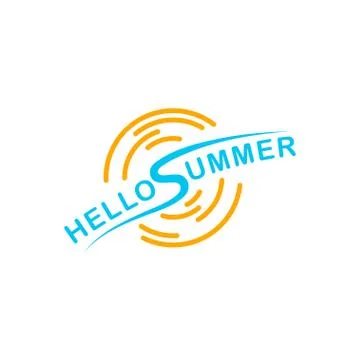 Logo hello summer isolated on white background. Stock Illustration