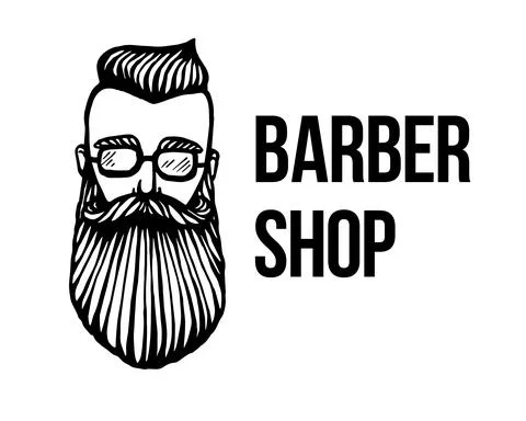 Logo of hipster head with beard. Hand-Drawn Doodle Vector illustration. Logo Stock Illustration