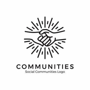 Logo holding hands. community logo with monoline style Stock Illustration