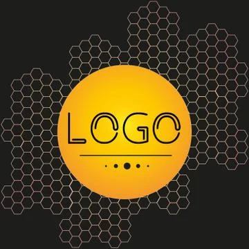 Logo from honeycombs on a black background - flat style Stock Illustration
