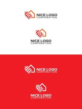 Logo house with a red arrow Stock Illustration
