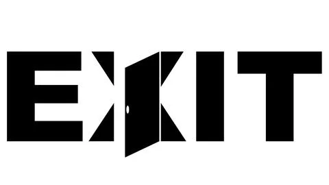 Logo icon exit, open doors in word exit emergency evacuation Stock Illustration