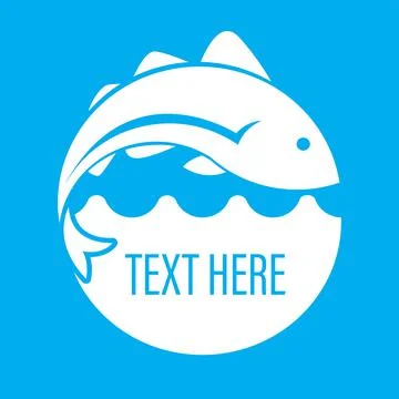 Logo icon fish jumping with waves Stock Illustration