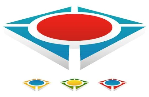 Logo / icon template with square around a circle. Geometric logo, icon templa Stock Illustration