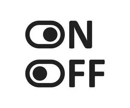 On, off logo icon. Toggle button, for ui design in vector flat style. Stock Illustration
