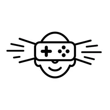 Logo, icon of virtual reality. Human face with virtual reality device. Sign Stock Illustration