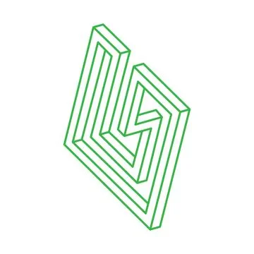 Logo. Illusion shapes. 3d geometry. Optical illusion figures. Sacred geometry Illustrazione stock