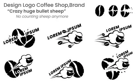 Logo illustration vector of Crazy huge bullet sheep coffee shop 스톡 일러스트