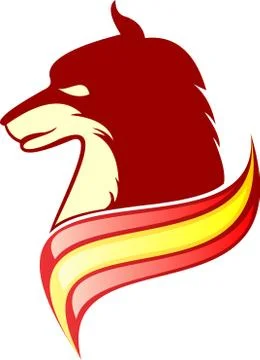 Logo illustration wolf head with flag Stock Illustration
