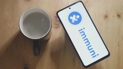 Logo of Immuni an APP for Android smartphone for COVID-19 Stock Footage 157275062
