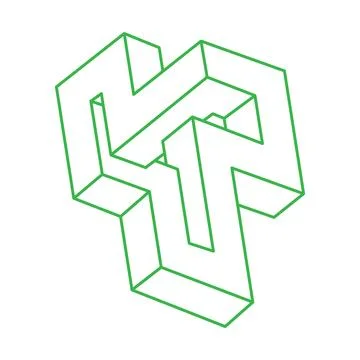 Logo. Impossible optical illusion shapes. Optical art object. Impossible figures Illustrazione stock