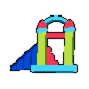 Logo inflatable castle pixel art vector illustration Stock Illustration