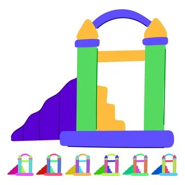 Logo inflatable castle vector cartoon graphic Illustrazione stock