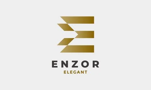 Logo initial E gold plated elegant design graphic style Stock Illustration