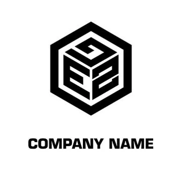 Logo initial hexagon alphabet 库存插图