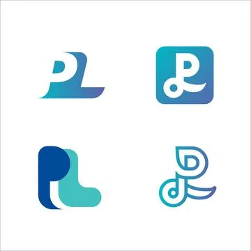 Logo initial letter pl modern digital P L pay later technology Stock Illustration