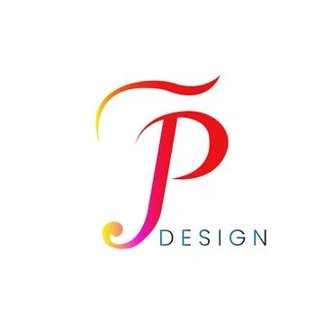 Logo initial P with gradient red 스톡 일러스트