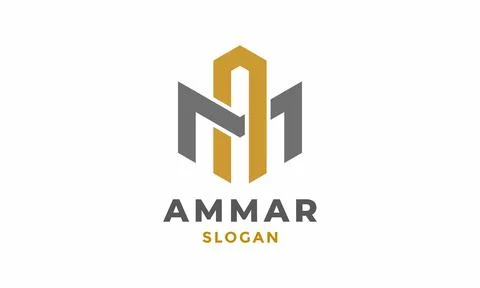 Logo initials AM simple design Stock Illustration