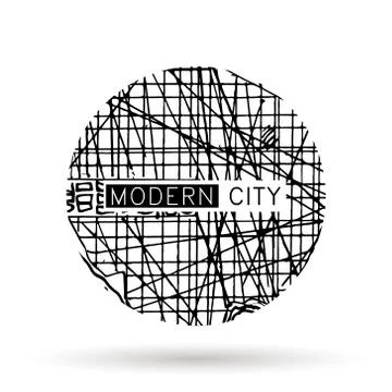 Logo with ink doodle maps, architecture drawing Stock Illustration