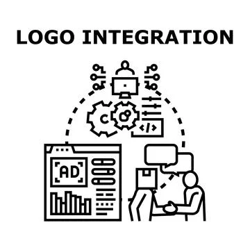 Logo integration process for digital marketing solutions Stock Illustration
