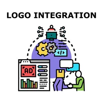 Logo integration process for digital marketing solutions Stock Illustration