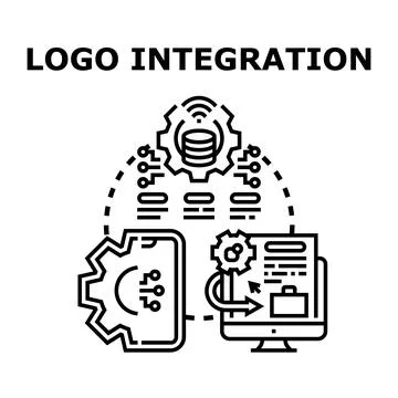 Logo integration process with digital technology Ilustração Stock