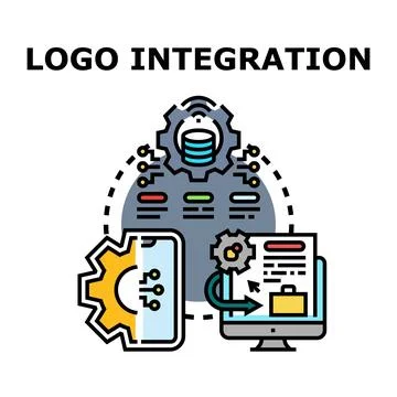 Logo integration process with digital technology Stock Illustration