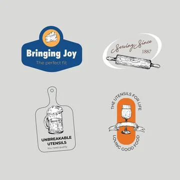Logo with kitchen appliances concept design for branding and marketing vector Stock Illustration