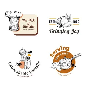 Logo with kitchen appliances concept design for branding and marketing vector Stock Illustration