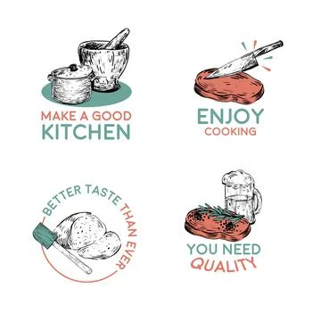 Logo with kitchen appliances concept design for branding and marketing vector Stock Illustration