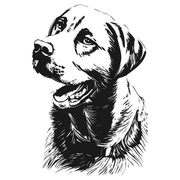 Logo labrador hand drawn vector black and white Stock Illustration