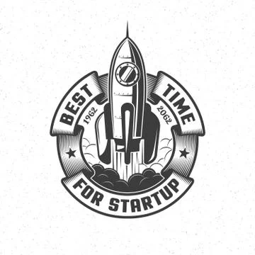 Logo with a launching spaceship Illustrazione stock