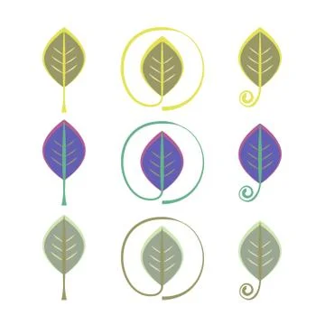 Logo leaf eco sign set Stock Illustration